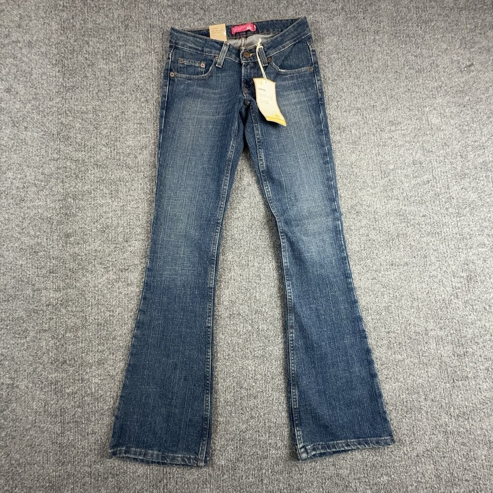 Y2K Levi's 524 Too Superlow Bootcut Jeans Juniors 0 Medium Blue Stretch Denim